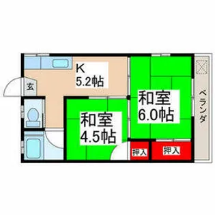 第一秋谷コーポ【2階】の間取り