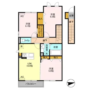 サンメゾン大平 B【2階】の間取り
