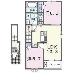 パープルチェッロ【2階】の間取り