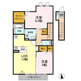 サニーサイド聖蹟 Ⅱ【Ⅱ-203号室】の間取り