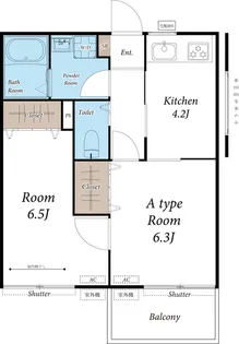 サンハイツ上永谷B棟【201号室】の間取り