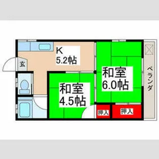 第一秋谷コーポ【2階】の間取り