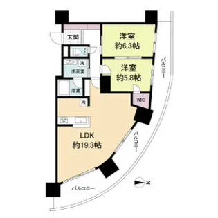 ドゥーエなんば南【9階】の間取り