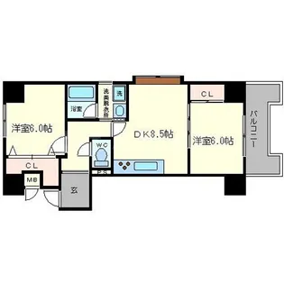 ルモン東梅田【7階】の間取り