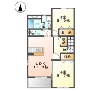 ピュア ステージ B【2階】の間取り