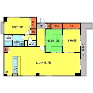 ドミール千里【5階】の間取り