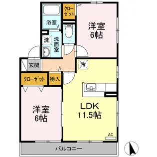 プリーマヴェール A【1階】の間取り