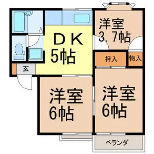 グリーンメゾン川田【102号室】の間取り