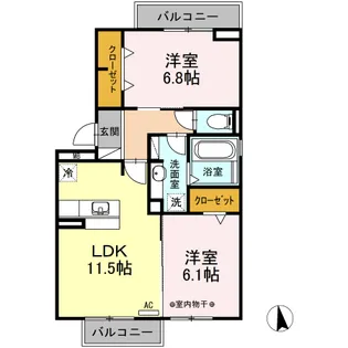 プリムローズ A棟【3階】の間取り