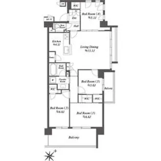 ザ・ケンジントン・レジデンス横濱片倉【3階】の間取り