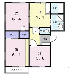 ハイツ小川B【1階】の間取り