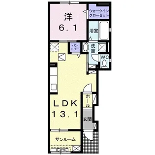 ハイバリースクエア田原【1階】の間取り