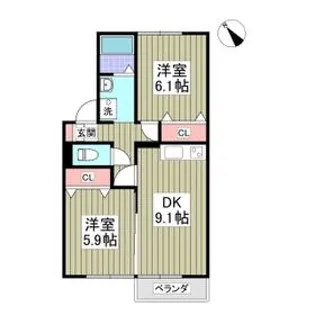 メゾンベールA【202号室】の間取り