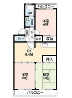 ロイヤルグリーン八千代4号棟【4-38号室】の間取り