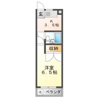 カレッジヒルズ【102号室】の間取り
