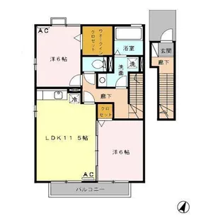 ソレイユ西島 B【203号室】の間取り