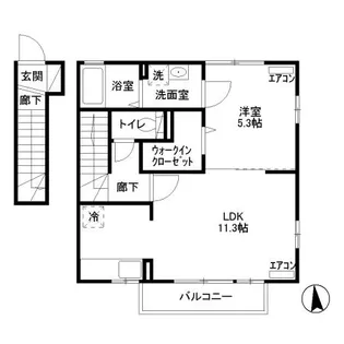 サンクレア Ⅵ Ⅶ Ⅵ棟【Ⅵ201号室】の間取り
