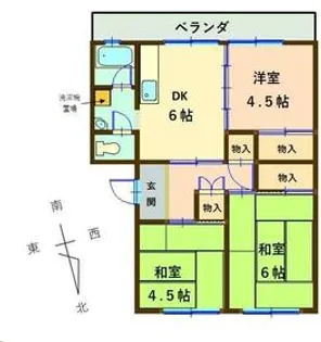 森岡ハイツなかむら【302号室】の間取り
