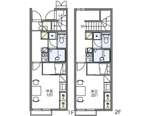 レオパレスゴールドイースト【203号室】の間取り