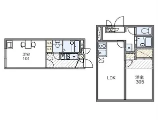 レオパレスUCHIMURA【206号室】の間取り