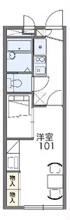 レオパレスサンライズ土屋【102号室】の間取り