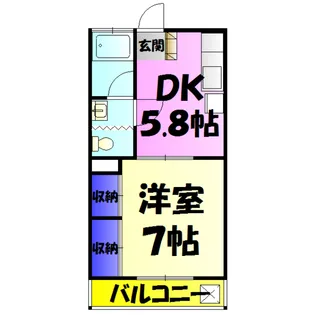 作草部コーポ【302号室】の間取り