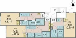 カインドネス東大和North【3階】の間取り