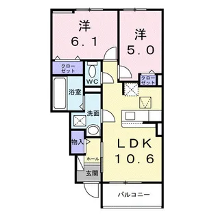 ディア ベルジュ【1階】の間取り