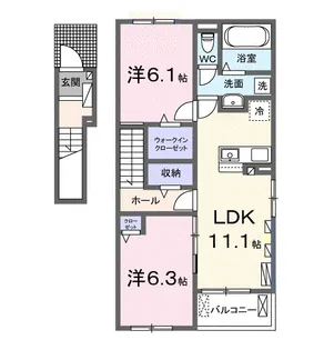 ウエスト A【2階】の間取り