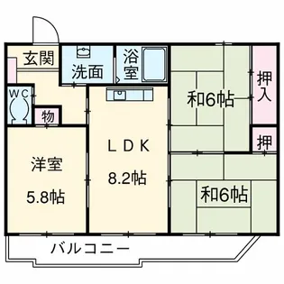 ヴィラ奥田第2ビル【3B号室】の間取り