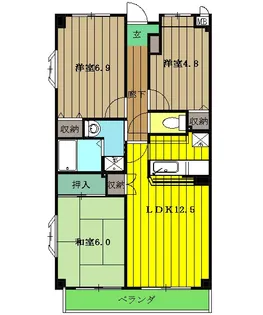 ホワイトリバー稲毛【3階】の間取り