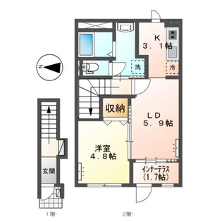 アン ルシオール(un luciole)【2階】の間取り