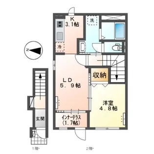 アン ルシオール(un luciole)【2階】の間取り