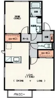 ラ・カージェ B棟【202号室】の間取り