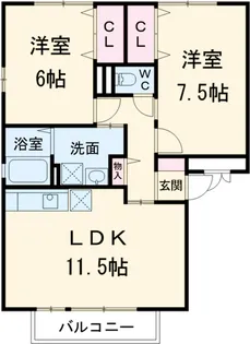 パークサイド西船A【3階】の間取り