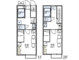 レオパレスカーサ コンフォート【101号室】の間取り