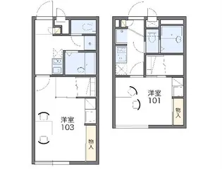 レオパレス豊岡【101号室】の間取り