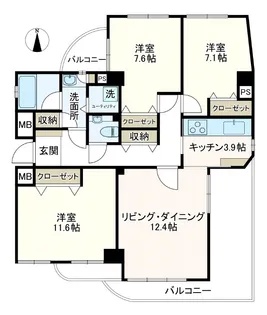 グランドメゾン池尻【6階】の間取り