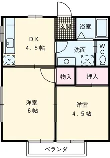 ハウスエイト【1-B号室】の間取り