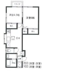 パークサイド【202号室】の間取り