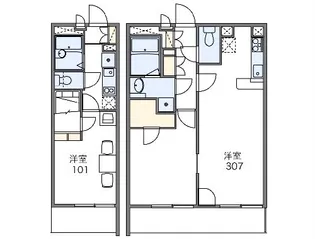 レオパレスオークヒルズB【3階】の間取り
