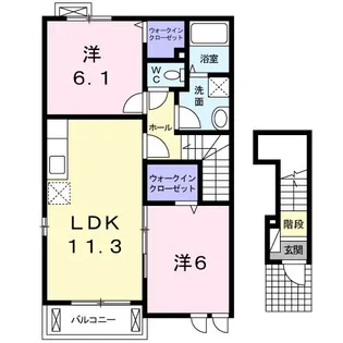 カーサ大井C【2階】の間取り