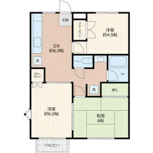 アムスプラザB【2階】の間取り