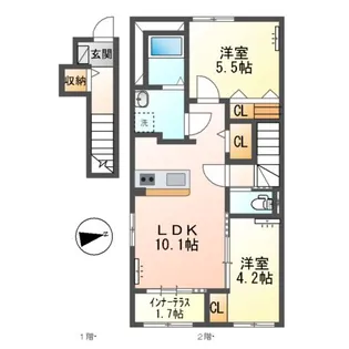 仮)スターテラスⅡ多功【2階】の間取り