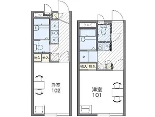 レオパレスハイツ旭が丘A【1階】の間取り