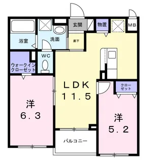 アリーサコート セント【1階】の間取り