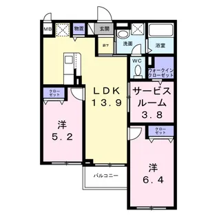 アリーサコート セント【3階】の間取り