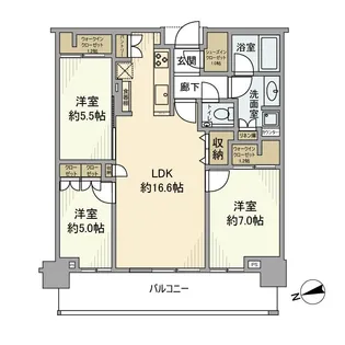 GLOBAL FRONT TOWER【7階】の間取り