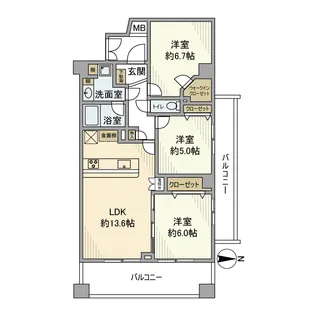 クレッセント多摩川Ⅱ【5階】の間取り