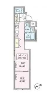 スカイコートリュクス品川大崎【4階】の間取り